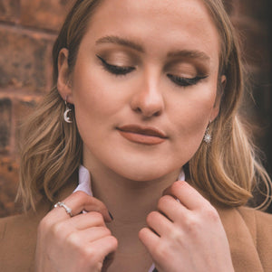 Esmae Moon & Star Earrings | 925 Silver Plated - Luna Charles | Earrings, gemstone, huggie, Jewellery, moon, opal, silver, spike, Star, wedding | 