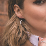 Esmae Moon & Star Earrings | 925 Silver Plated - Luna Charles | Earrings, gemstone, huggie, Jewellery, moon, opal, silver, spike, Star, wedding | 