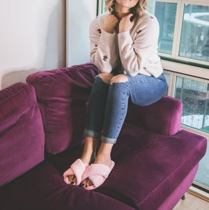 Blossom Faux Fur Slippers - Pink - Luna Charles | accessories, comfort, dawn, everyday, faux fur, fluffy, pink, slippers | 