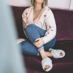 Blossom Faux Fur Slippers - Mint Green - Luna Charles | accessories, comfort, dawn, everyday, faux fur, fluffy, green, mint, slippers | 