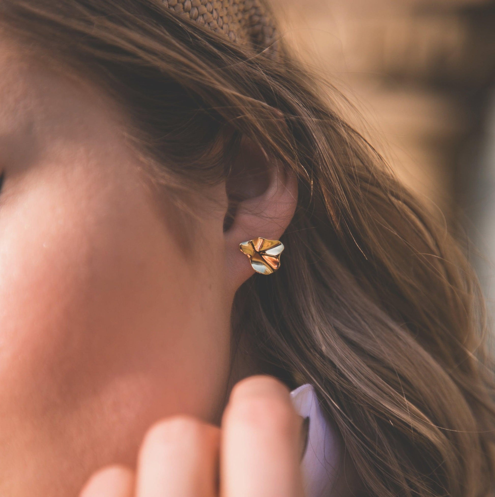 Pebble Geometric Stud Earrings - Gold - Luna Charles | dawn, Earrings, gold, studs | 