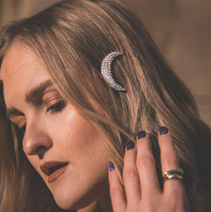 Lunika Crescent Moon Hair Clip - Luna Charles | crescent moon, crystal, dawn, gemstone, hair accessories, moon, sparkle, wedding | 