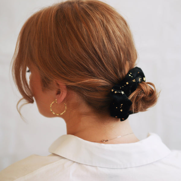 Stella Velvet Star Hair Scrunchie - Black - Luna Charles | hair, hair accessories, scrunchie, sparkle, Star, stella | 