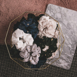 Demi Star Hair Scrunchie - White - Luna Charles | hair accessories, scrunchie, sparkle, Star, wedding, white | 