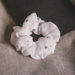 Demi Star Hair Scrunchie - White - Luna Charles | hair accessories, scrunchie, sparkle, Star, wedding, white | 