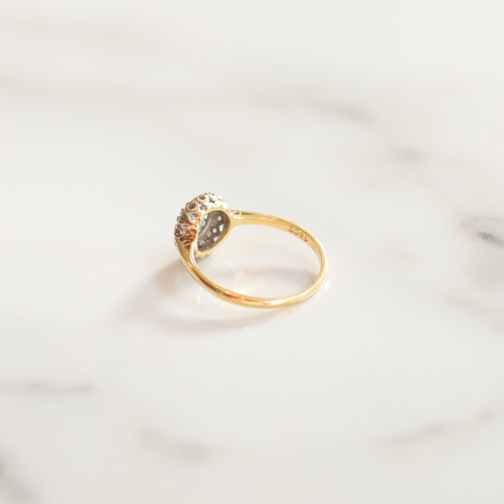 Vintage Doris Diamond & Topaz Halo Ring | UK Size O | 18ct Solid Gold