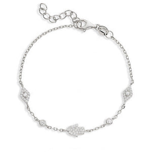 Eina Hamsa Hand & Evil Eye Bracelet | 925 Sterling Silver - Luna Charles | bracelet, chain, charm, evil eye, hamsa, Jewellery, silver | 