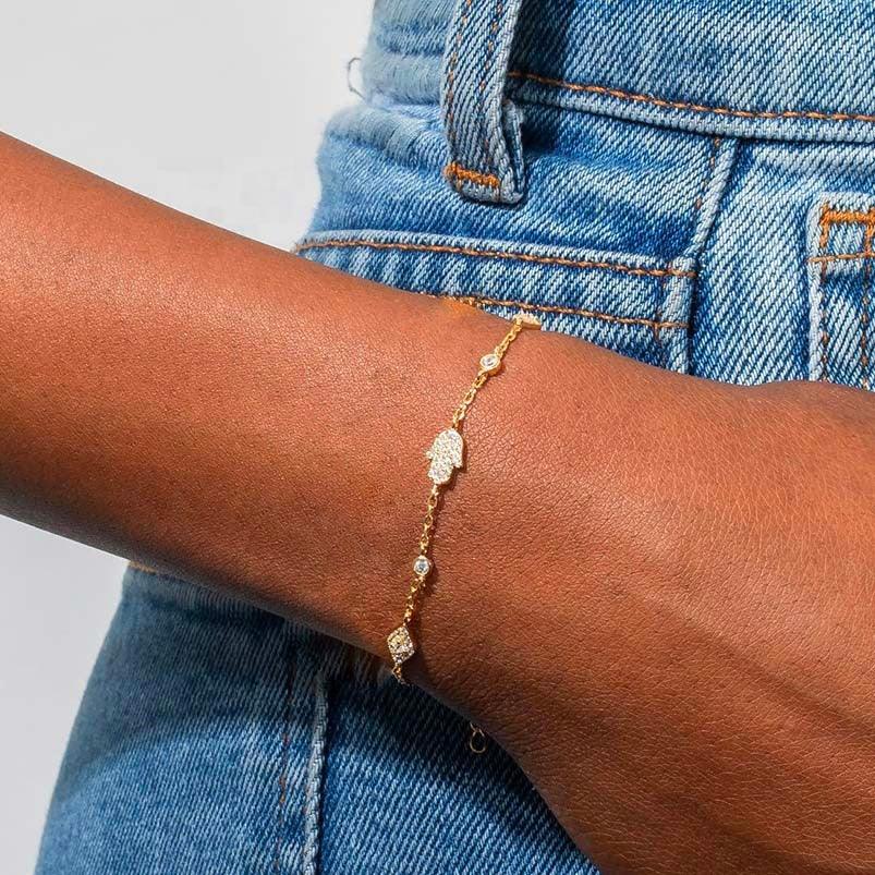 Eina Hamsa Hand & Evil Eye Bracelet | 18K Gold Plated | Luna Charles