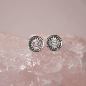 Elaxi Eye Stud Earrings | 925 Sterling Silver - Luna Charles | boho, Earrings, evil eye, eye, festival, Jewellery, silver, studs | 