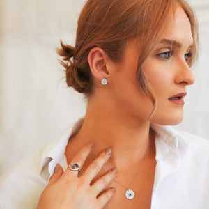 Elaxi Eye Stud Earrings | 925 Sterling Silver - Luna Charles | boho, Earrings, evil eye, eye, festival, Jewellery, silver, studs | 