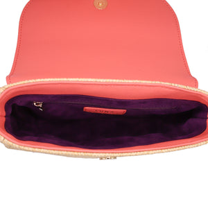 Elena Star Studded Rattan Handbag - Coral & Gold