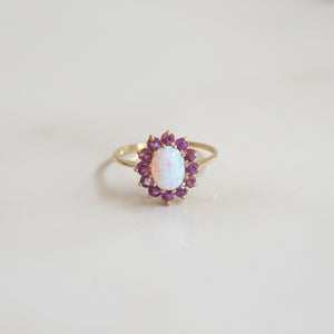 Vintage Evelyn Opal & Amethyst Ring | Size N | Solid 9ct Gold