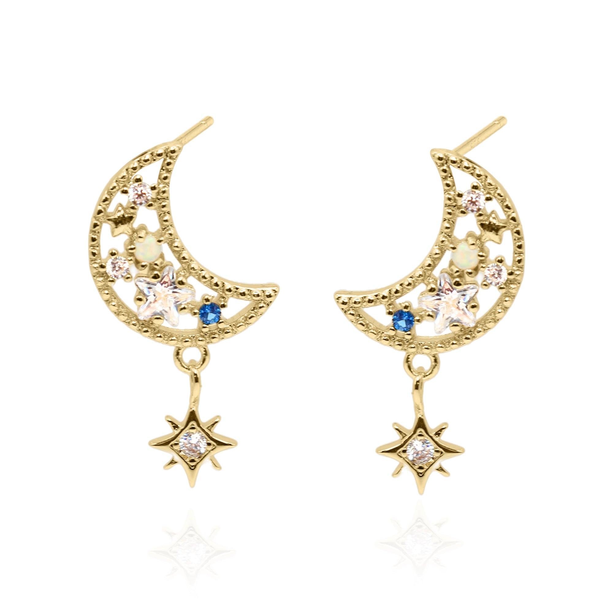 Fleur Moon Earrings | 18ct Gold Plated | Luna Charles