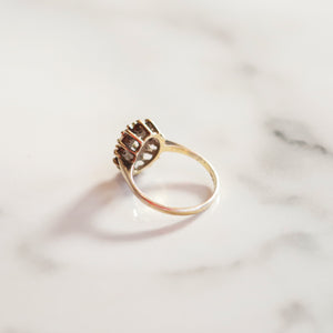 Vintage Florence Garnet & Opal Ring | Size O | 9ct Gold Plated