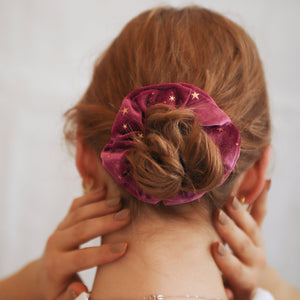 Stella Velvet Star Hair Scrunchie - Magenta - Luna Charles | hair, hair accessories, scrunchie, sparkle, Star, stella | 