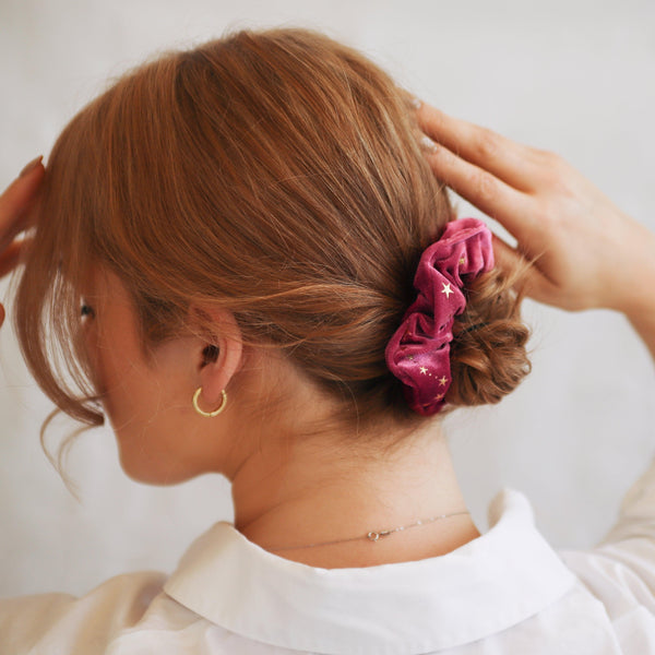Stella Velvet Star Hair Scrunchie - Magenta - Luna Charles | hair, hair accessories, scrunchie, sparkle, Star, stella | 