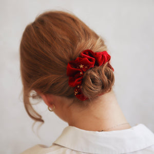 Stella Velvet Star Hair Scrunchie - Red - Luna Charles | hair, hair accessories, scrunchie, sparkle, Star, stella | 