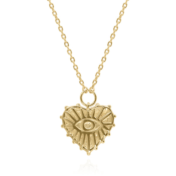 Ines Heart Eye Pendant Necklace | 18k Gold Plated