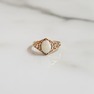 Vintage Irene Filigree Opal Ring | Size M | Solid 9ct Gold