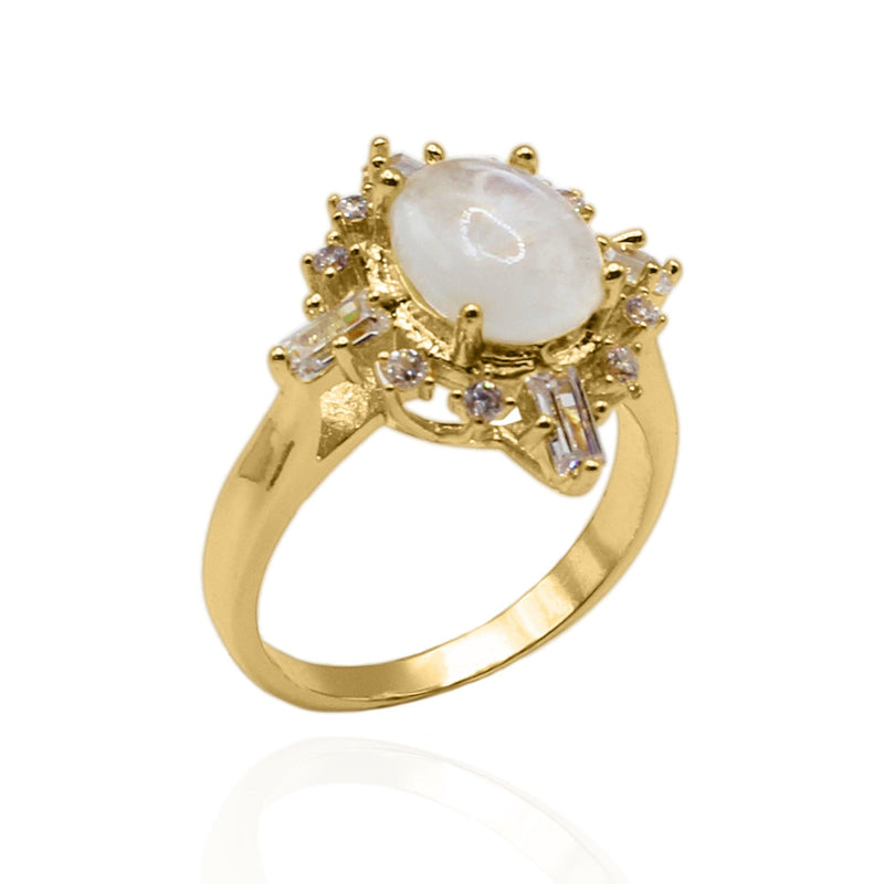 Izarra Moonstone Ring | 18K Gold Plated - Luna Charles | gold, Jewellery, moonstone, ring, statement, wedding | 