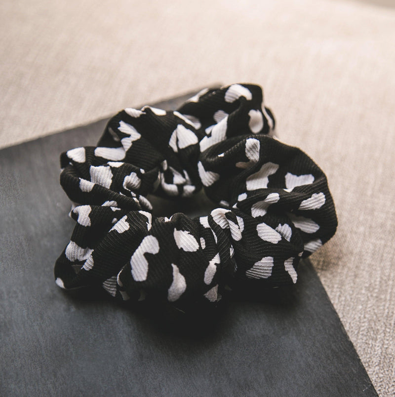 Kamali Leopard Print Scrunchie - Black - Luna Charles | animal, hair accessories, leopard, scrunchie | 