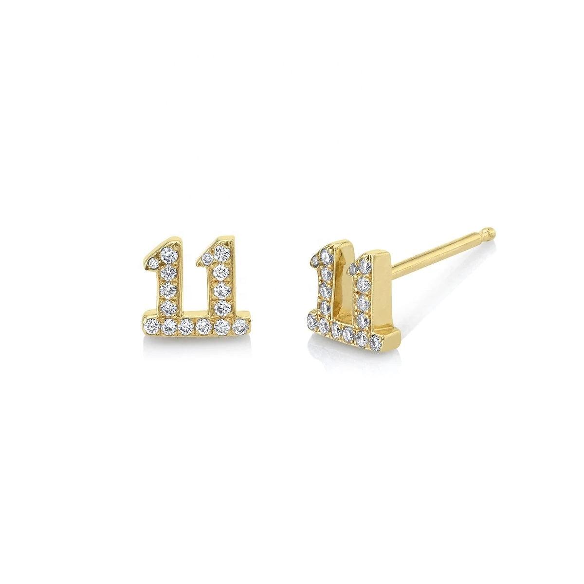 Laila 11:11 Stud Earrings | 18K Gold Plated - Luna Charles | 11:11, angel numbers, Earrings, everyday, gemstone, gold, Jewellery, sparkle, studs | 