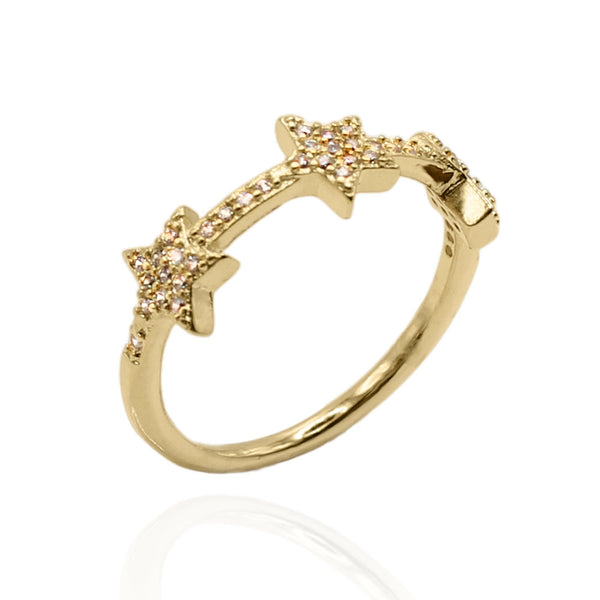 Larissa Triple Star Ring - Gold - Luna Charles | everyday, gold, ring, sparkle, star | 