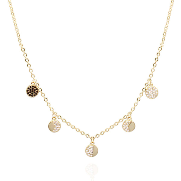 Lulu Moon Phase Necklace | 14K Gold Plated - Luna Charles | chain, charm, choker, crystal, gold, Jewellery, moon, necklace, sparkle | 