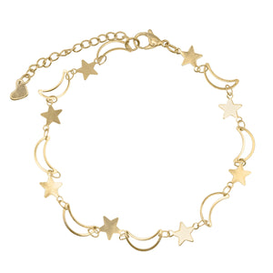 Mahta Moon & Star Chain Anklet | 14K Gold Plated - Luna Charles | anklet, chain, charm, gold, Jewellery, moon, Star, stars, summer | 