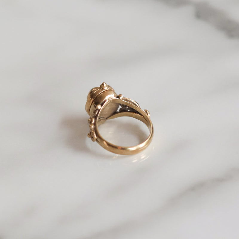 Vintage Martha Opal Locket Ring | Size S | 9ct Gold Plated