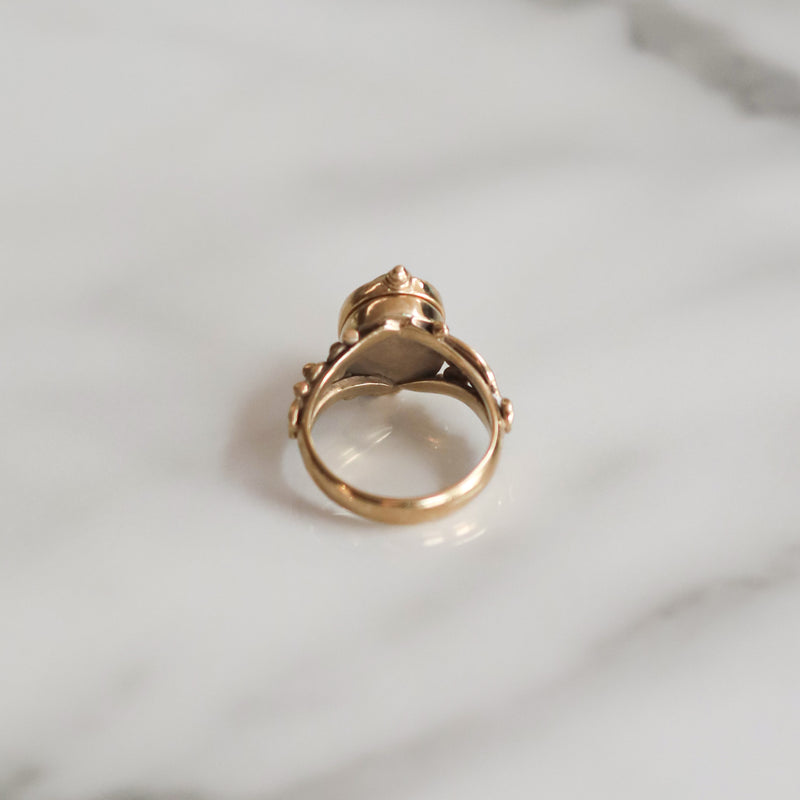 Vintage Martha Opal Locket Ring | Size S | 9ct Gold Plated