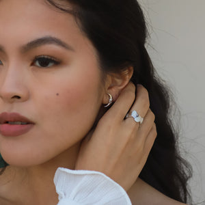 Indu Moon Face Stud Earrings | 925 Sterling Silver