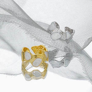 Morgan Hammered Enamel Ring | 18K Gold Plated - Luna Charles | adjustable, gold, ring, statement | 