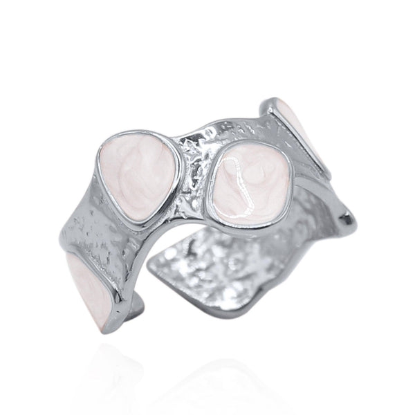 Morgan Hammered Enamel Ring | 925 Sterling Silver - Luna Charles | adjustable, ring, silver, statement | 