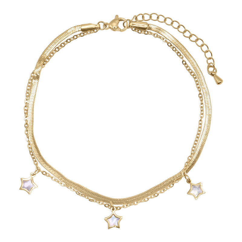 Naledi Mother Of Pearl Star Anklet | 18K Gold Plated - Luna Charles | anklet, chain, charm, gold, Jewellery, mother of pearl, Star, stars, summer | 