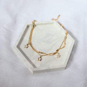 Naledi Mother Of Pearl Star Anklet | 18K Gold Plated - Luna Charles | anklet, chain, charm, gold, Jewellery, mother of pearl, Star, stars, summer | 