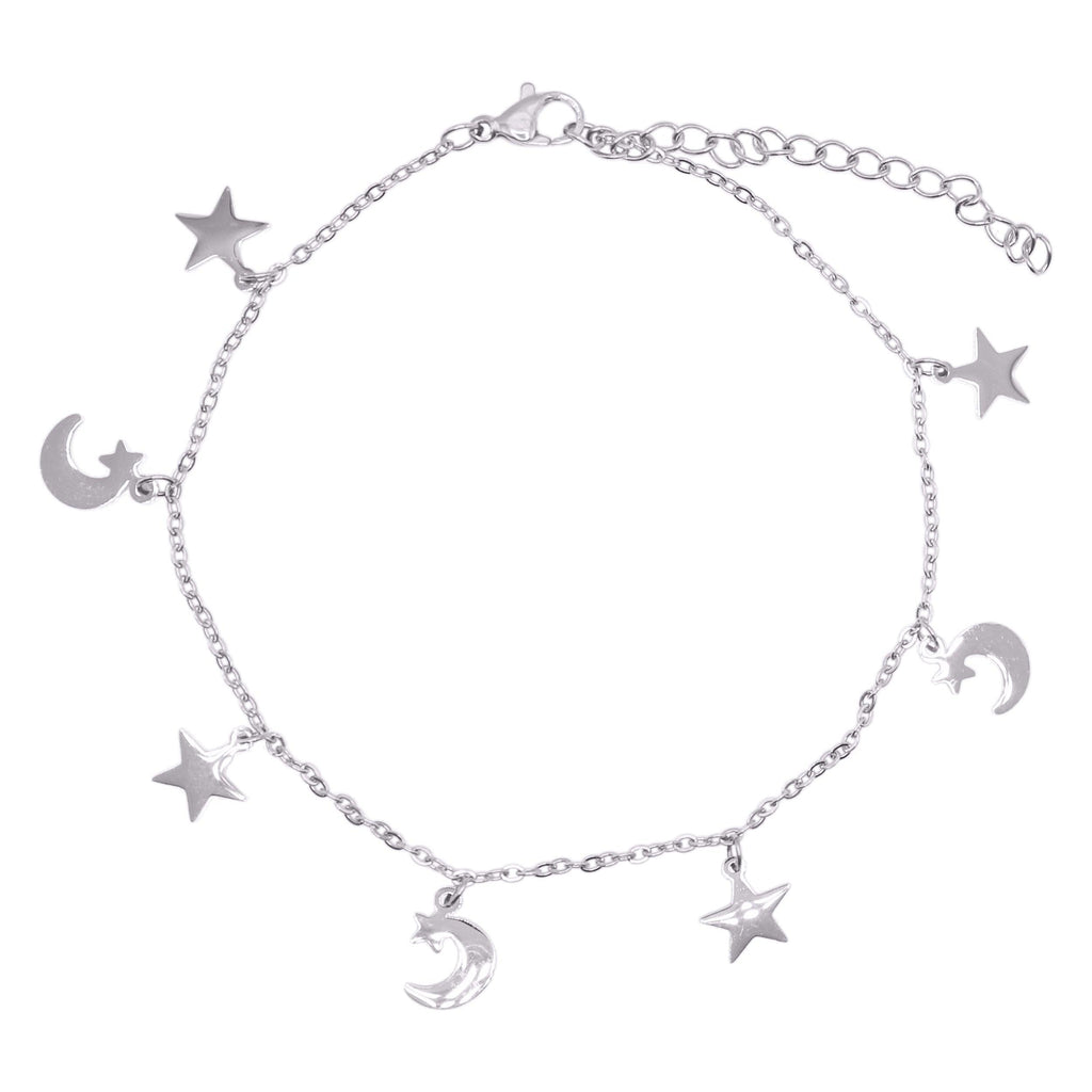 Nazma Moon & Star Charm Anklet 925 Sterling Plated
