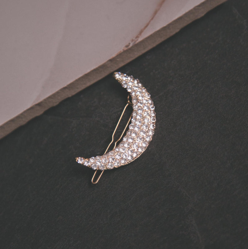 Lunika Crescent Moon Hair Clip - Luna Charles | crescent moon, crystal, dawn, gemstone, hair accessories, moon, sparkle, wedding | 