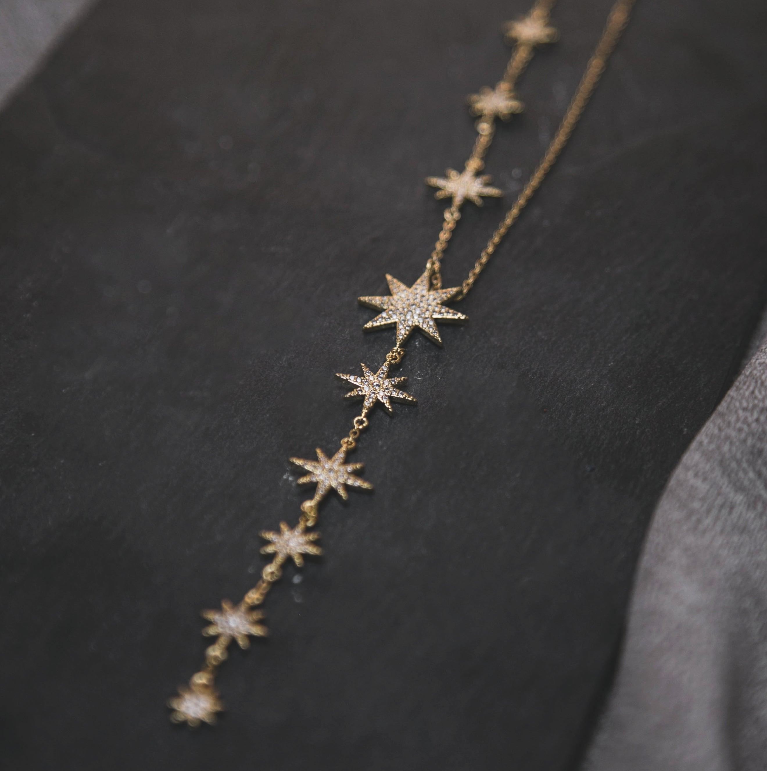 Juliet Star Burst Y Drop Necklace | 18ct Gold Plated | Luna Charles