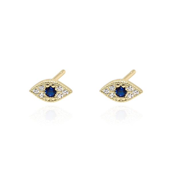 Neylan Evil Eye Stud Earrings | 18K Gold Plated - Luna Charles | Earrings, evil eye, gemstone, gold, Jewellery, studs | 