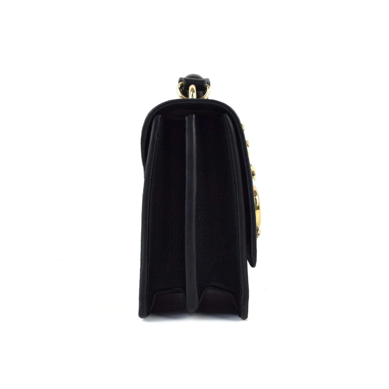 Luna Charles Nova Star Studded Handbag | Black & Gold | Vegan Leather