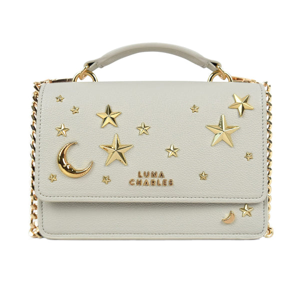 Luna Charles Nova Star Studded Handbag Grey Gold Vegan