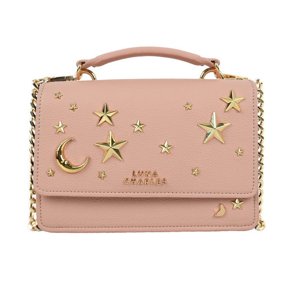 Nova Star Studded Handbag - Pink & Gold