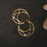 Phoebe Constellation Moon Hoop Earrings | 14K Gold Plated - Luna Charles | Earrings, gold, hoops, Jewellery, moon, sparkle, star, wedding | 
