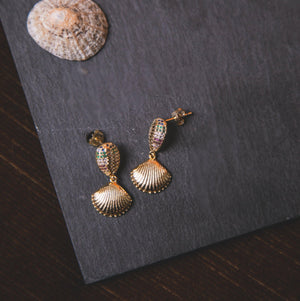 Reva Rainbow Shell Earrings | 14K Gold Plated - Luna Charles | Earrings, gold, Jewellery, mermaid, rainbow, shell, studs, summer | 