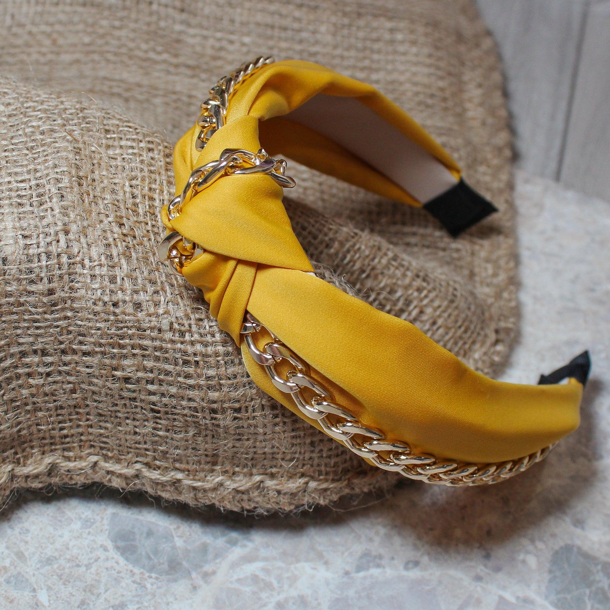 Rihanna Chain Headband - Yellow - Luna Charles | chain, gold, hair accessories, headband, knot | 