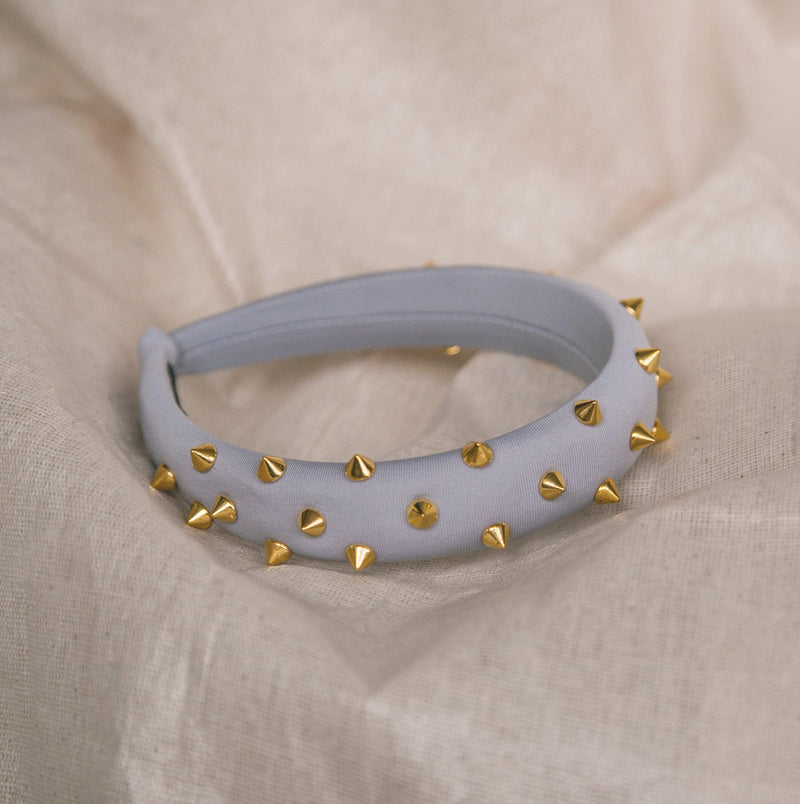 Roxy Gold Spike Headband - Light Grey - Luna Charles | gold, hair accessories, headband, punk, spike | 