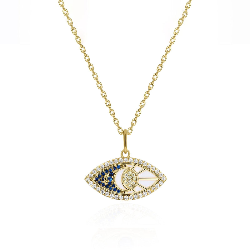 Serenay Evil Eye & Moon Necklace | 18K Gold Plated - Luna Charles | chain, evil eye, eye, gold, Jewellery, moon, necklace, pendant | 