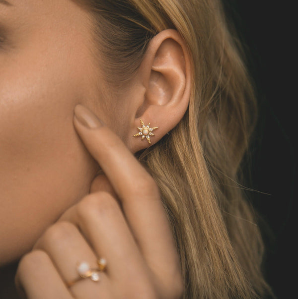 Serin Star Opal Stud Earrings - Luna Charles