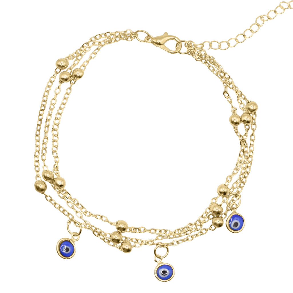 Sevda Evil Eye Chain Anklet 18K Plated